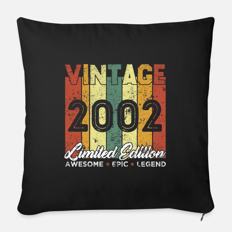 Vintage 2002 Limited Edition Geburtstagsgeschenk - Sofakissenbezug 45 x 45 cm - Schwarz