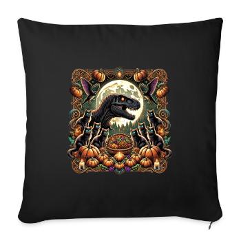 Dino Halloween Kürbis Katzen - Sofakissenbezug 45 x 45 cm - Schwarz - Vorne