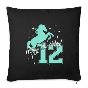12. Geburtstag Reiten Pferd Reitstall - Sofakissenbezug 45 x 45 cm - Schwarz - Vorne