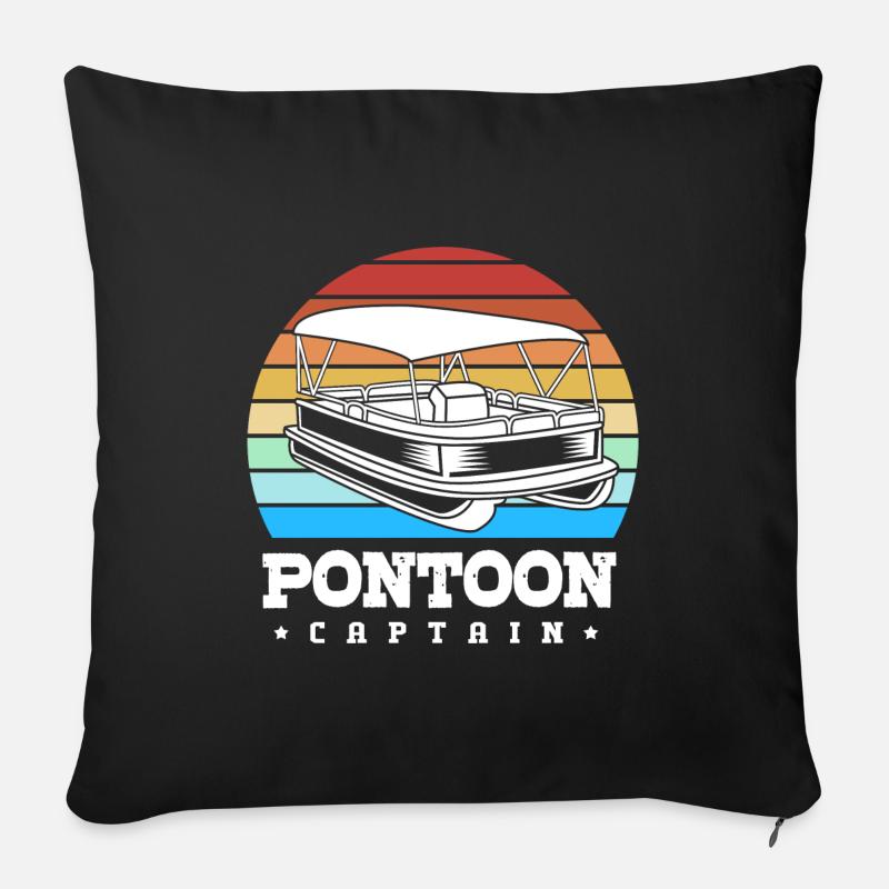 Pontonboot Boot Boote - Sofakissenbezug 45 x 45 cm - Schwarz