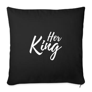 Her King handwriting white - Sofa pillowcase 17,3'' x 17,3'' (45 x 45 cm) - black - Front