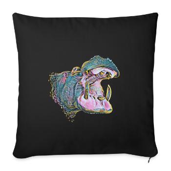 hippo - Sofa pillowcase 17,3'' x 17,3'' (45 x 45 cm) - black - Front