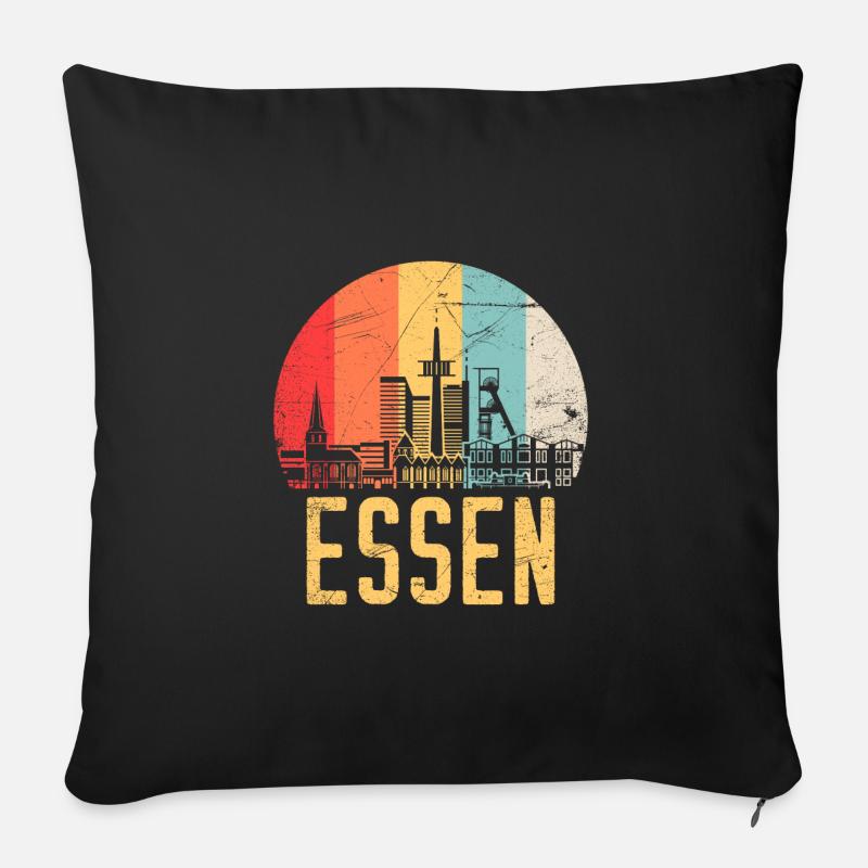 Essen Skyline Silhouette 80er Retro Vintage - Sofakissenbezug 45 x 45 cm - Schwarz