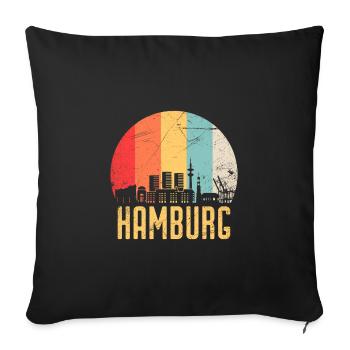 Hamburg Skyline Silhouette 80s Retro Vintage - Sofa pillowcase 17,3'' x 17,3'' (45 x 45 cm) - black - Front