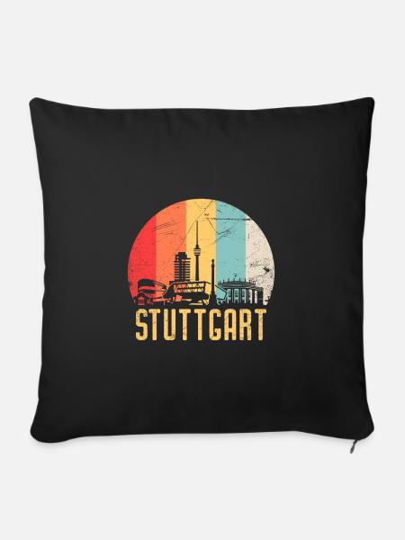 Stuttgart Skyline Silhouette 80er Retro Vintage - Sofakissenbezug 45 x 45 cm - Schwarz