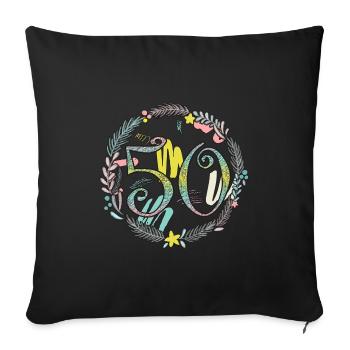 50, 50th birthday, anniversary, gift - Sofa pillowcase 17,3'' x 17,3'' (45 x 45 cm) - black - Front