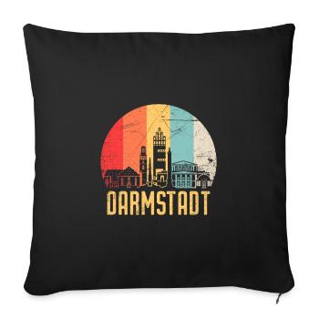 Darmstadt Skyline Silhouette 80er Retro Vintage - Sofakissenbezug 45 x 45 cm - Schwarz - Vorne