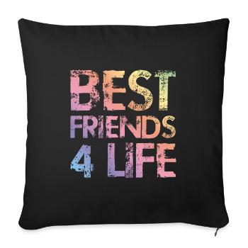 meilleurs amis pour toujours - Housse de coussin décorative 45 x 45 cm - noir - Devant