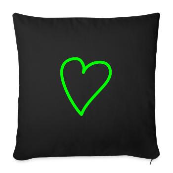 Coeur à main levée vert - Housse de coussin décorative 45 x 45 cm - noir - Devant