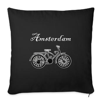 Bicycle, Amsterdam, gift - Sofa pillowcase 17,3'' x 17,3'' (45 x 45 cm) - black - Front
