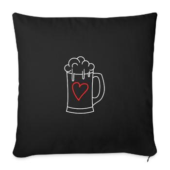 Coeur d'amour de bière - Housse de coussin décorative 45 x 45 cm - noir - Devant
