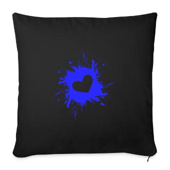 Heart stain ink blue - Sofa pillowcase 17,3'' x 17,3'' (45 x 45 cm) - black - Front