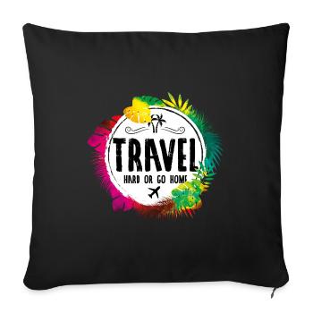 Voyage proverbe - Housse de coussin décorative 45 x 45 cm - noir - Devant