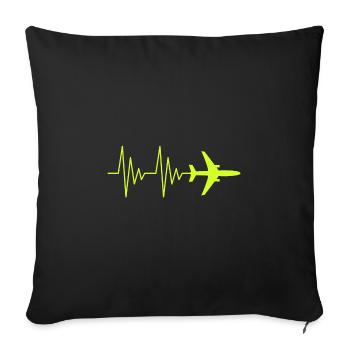 Flugzeug Pilot EKG Liebe Herzschlag - Sofakissenbezug 45 x 45 cm - Schwarz - Vorne