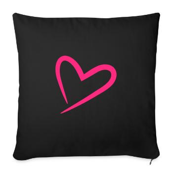 Heart in pink - Sofa pillowcase 17,3'' x 17,3'' (45 x 45 cm) - black - Front