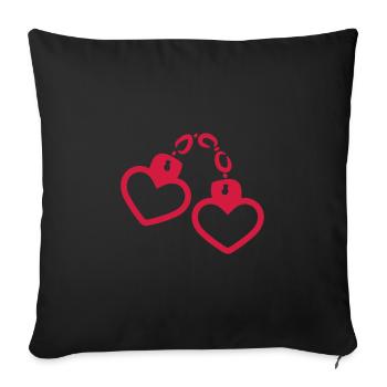 Handcuff heart - Sofa pillowcase 17,3'' x 17,3'' (45 x 45 cm) - black - Front