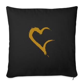 Heart open gold - Sofa pillowcase 17,3'' x 17,3'' (45 x 45 cm) - black - Front