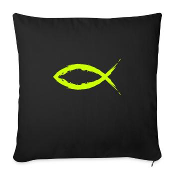 Poisson christianisme symbole religion Église jaune. - Housse de coussin décorative 45 x 45 cm - noir - Devant