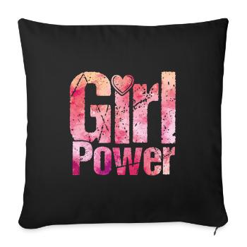 coeur de puissance de fille - Housse de coussin décorative 45 x 45 cm - noir - Devant