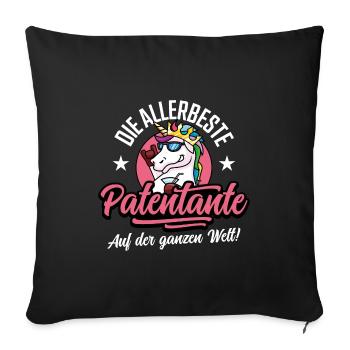 Die allerbeste Patentante Einhorn - Sofakissenbezug 45 x 45 cm - Schwarz - Vorne
