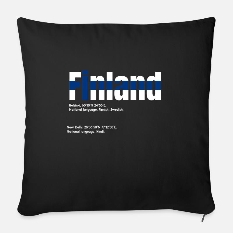 Finnland - Sofakissenbezug 45 x 45 cm - Schwarz