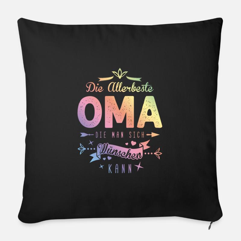 Die Beste Oma Spruch Bunt - Sofakissenbezug 45 x 45 cm - Schwarz