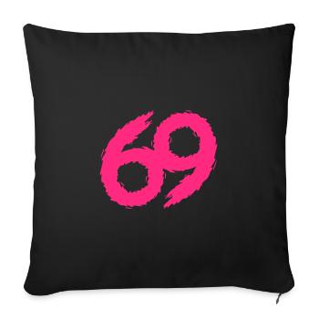 69 numéro icône rose - Housse de coussin décorative 45 x 45 cm - noir - Devant