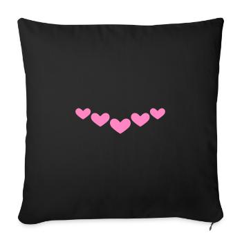 Herz Ornament Linie Symbol Rosa - Sofakissenbezug 45 x 45 cm - Schwarz - Vorne