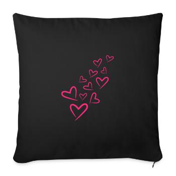 Herzchen Herz Muster - Sofakissenbezug 45 x 45 cm - Schwarz - Vorne