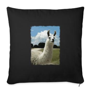 Alpaca, Llama, Cute Animals, Retro, Gift - Sofa pillowcase 17,3'' x 17,3'' (45 x 45 cm) - black - Front