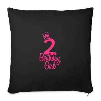 Deuxième anniversaire anniversaire fille - Housse de coussin décorative 45 x 45 cm - noir - Devant