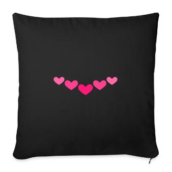 Herz Ornament Linie Rosa - Sofakissenbezug 45 x 45 cm - Schwarz - Vorne