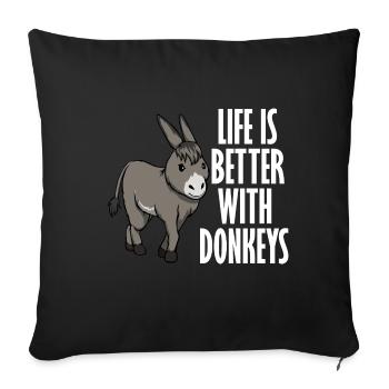 Living with donkeys Cute baby donkey - Sofa pillowcase 17,3'' x 17,3'' (45 x 45 cm) - black - Front