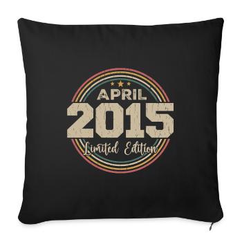 April 2015 Retro April 2015 Geburtstagsgeschenk - Sofakissenbezug 45 x 45 cm - Schwarz - Vorne
