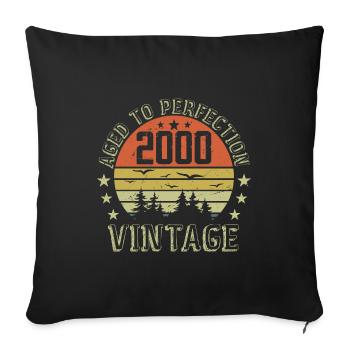 2000 Jahrgang Jahrgang 2000 Geburtstagsgeschenk 2000 - Sofakissenbezug 45 x 45 cm - Schwarz - Vorne