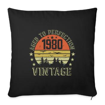 1980 Vintage Born 1980 1980 Birthday Gift - Sofa pillowcase 17,3'' x 17,3'' (45 x 45 cm) - black - Front