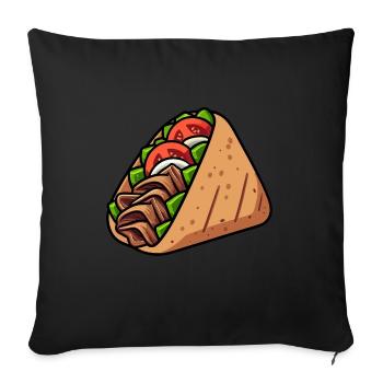 Döner Kebab Dürüm Yufka Sandwich Cuisine de rue allemande - Housse de coussin décorative 45 x 45 cm - noir - Devant