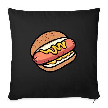 Délicieuse Bratwurst Brötchen Mustard Cuisine de rue allemande - Housse de coussin décorative 45 x 45 cm - noir - Devant