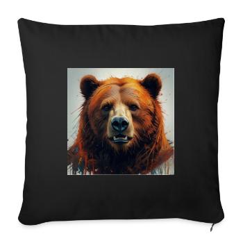 Orangener Bärenporträt Sprenkelkunst - Sofakissenbezug 45 x 45 cm - Schwarz - Vorne