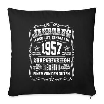 Jahrgang 1957 Geschenk 62. Geburtstag 62 jahre - Sofakissenbezug 45 x 45 cm - Schwarz - Vorne