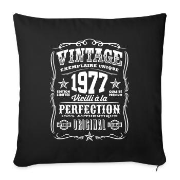 Vintage 1977 Cadeau Anniversaire 42 Ans - Housse de coussin décorative 45 x 45 cm - noir - Devant