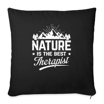 Nature is the best therapist - Sofa pillowcase 17,3'' x 17,3'' (45 x 45 cm) - black - Front