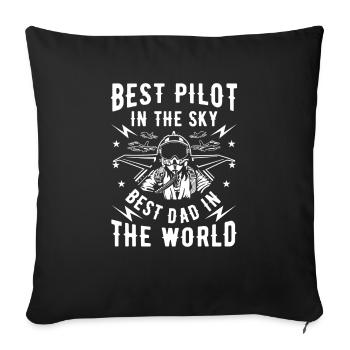 Best pilot in the sky best dad in the world - Housse de coussin décorative 45 x 45 cm - noir - Devant