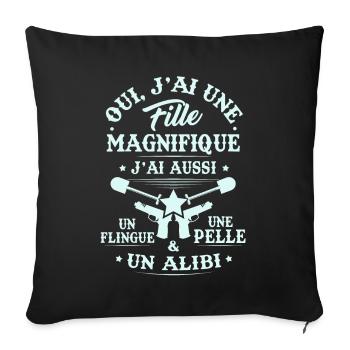 T-shirt for Dad - I have a beautiful girl - Sofa pillowcase 17,3'' x 17,3'' (45 x 45 cm) - black - Front