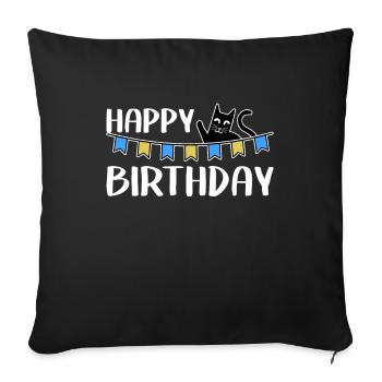 Happy Birthday Birthday Cat Saying Funny Cute - Sofa pillowcase 17,3'' x 17,3'' (45 x 45 cm) - black - Front