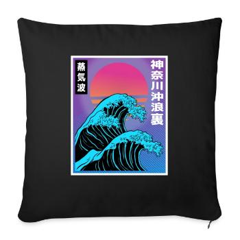 Vaporwave Aesthetic Big Wave Japan Style Art - Sofa pillowcase 17,3'' x 17,3'' (45 x 45 cm) - black - Front