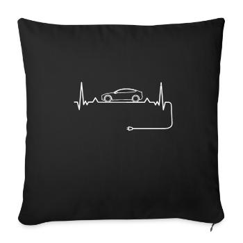 Heartbeat pour voiture électrique - Housse de coussin décorative 45 x 45 cm - noir - Devant