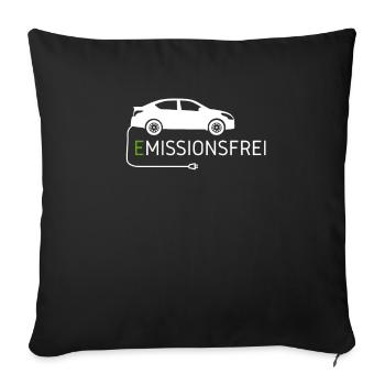 Emissionsfrei Elektro Auto - Sofakissenbezug 45 x 45 cm - Schwarz - Vorne