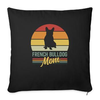 Drôle de cadeau de la mère de La Mère de Boule Bulldog Rétro - Housse de coussin décorative 45 x 45 cm - noir - Devant