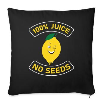 Drôle de t-shirt vasectomie - 100 % Juice No Seeds - Housse de coussin décorative 45 x 45 cm - noir - Devant